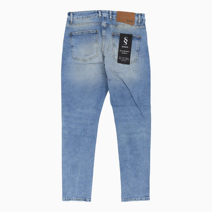 Men's Ribbed Light Stonewash Tinted Slim Denim Pant