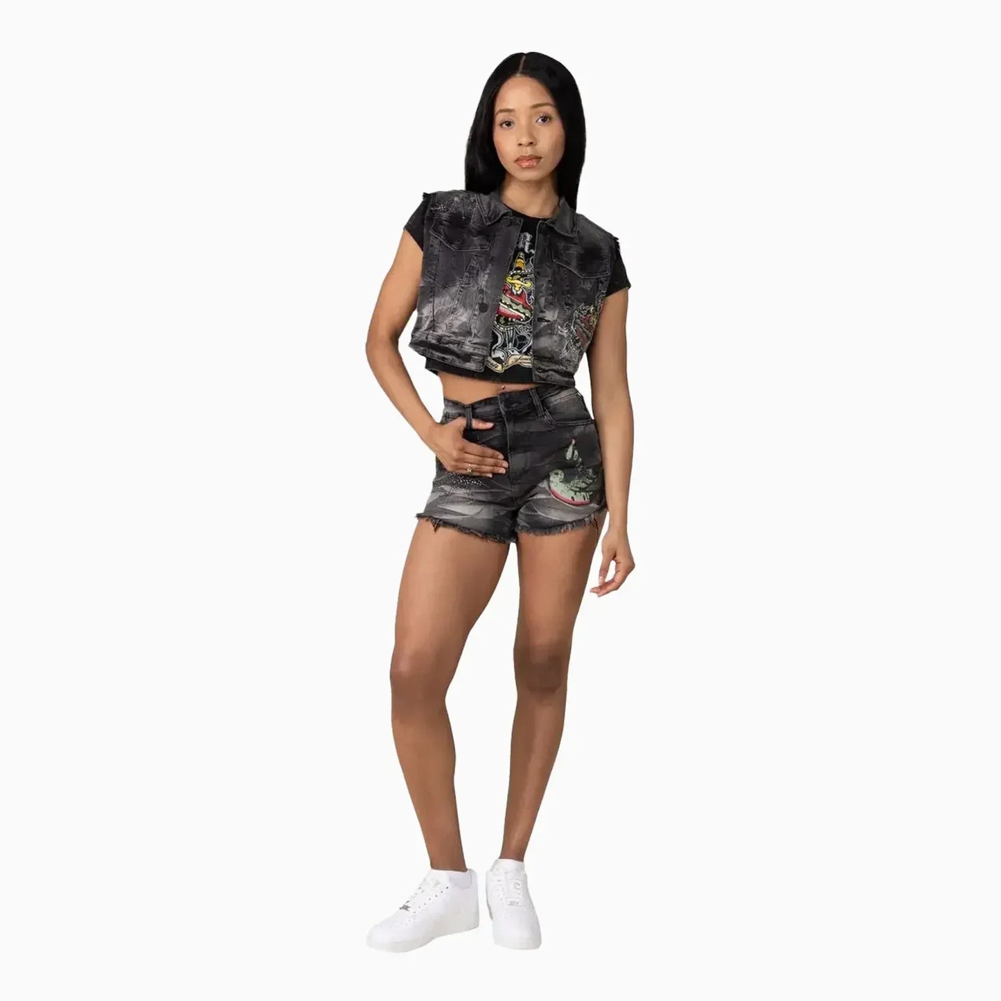 Women's Graphic Trucker Denim Outfit