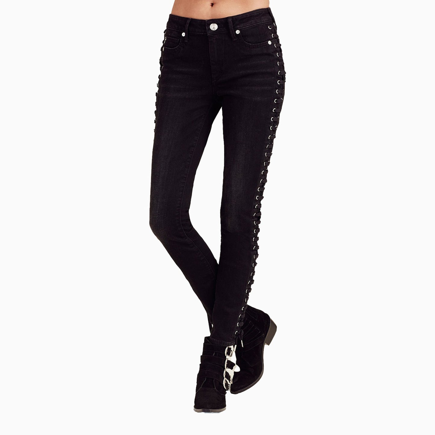 Women's Halle Super Skinny Cropped Lace Up Jean Pant