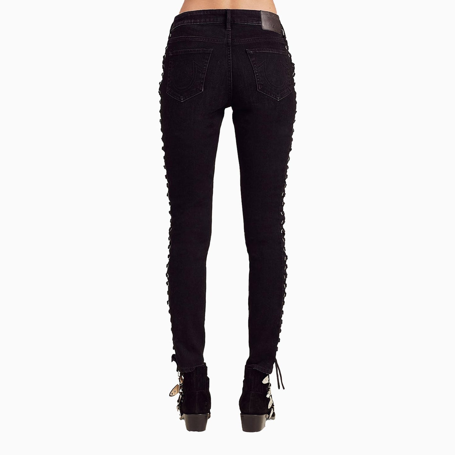 Women's Halle Super Skinny Cropped Lace Up Jean Pant