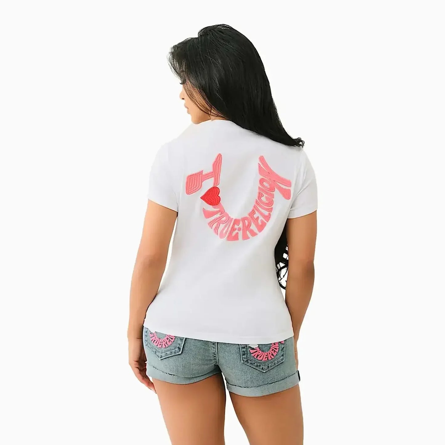 Women's I Love True Religion Embroidered Short Sleeve T-Shirt